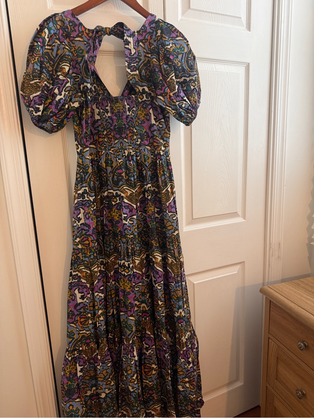 Cleobella Paisley Maxi Dress with Puff Sleeves in Purple and Teal